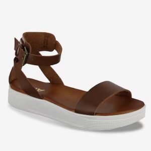 Mia Cognac Brown Platform Sandals with ankle strap